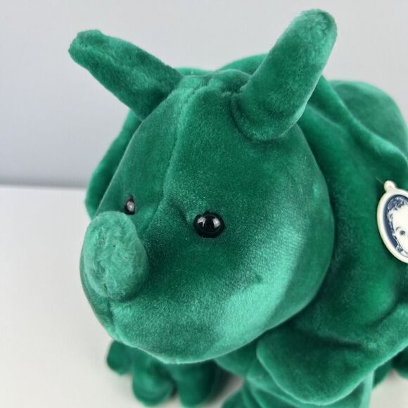Vintage Gerber Precious Plush Triceratops Green Dinosaur Stuffed Animal - Picture 2 of 8